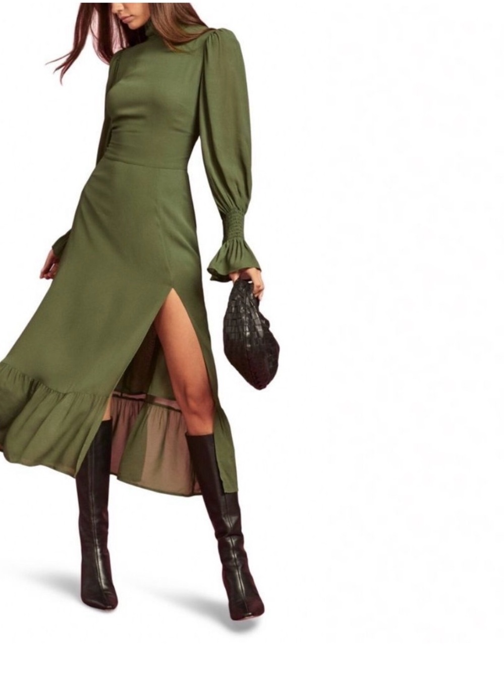 Reformation Galena Dress - Moss green